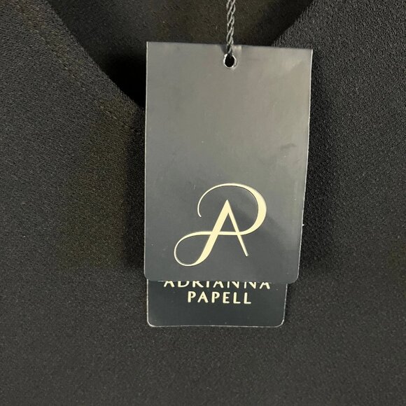 Adrianna Papell Women's Black V-Neck Dress Double Flutter Sleeve Size M NEW - Picture 6 of 7